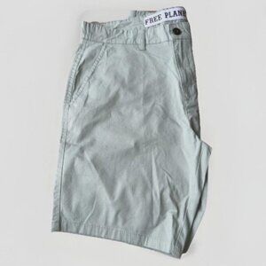Free Planet Men's Flat Front Stretch Chino Shorts Light Green 32W, 9" Inseam